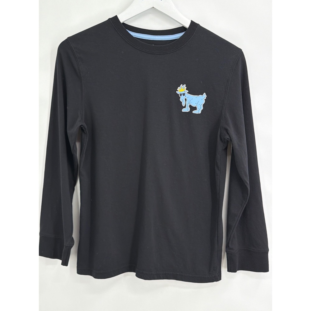GOAT USA Youth XL Long Sleeve Graphic T-Shirt Black Blue Goat Logo Crown Mens S